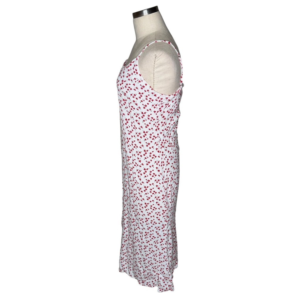 REFORMATION Boston Midi Dress White Red Floral Slip Women's Size 10 FLAWED - Picture 2 of 9